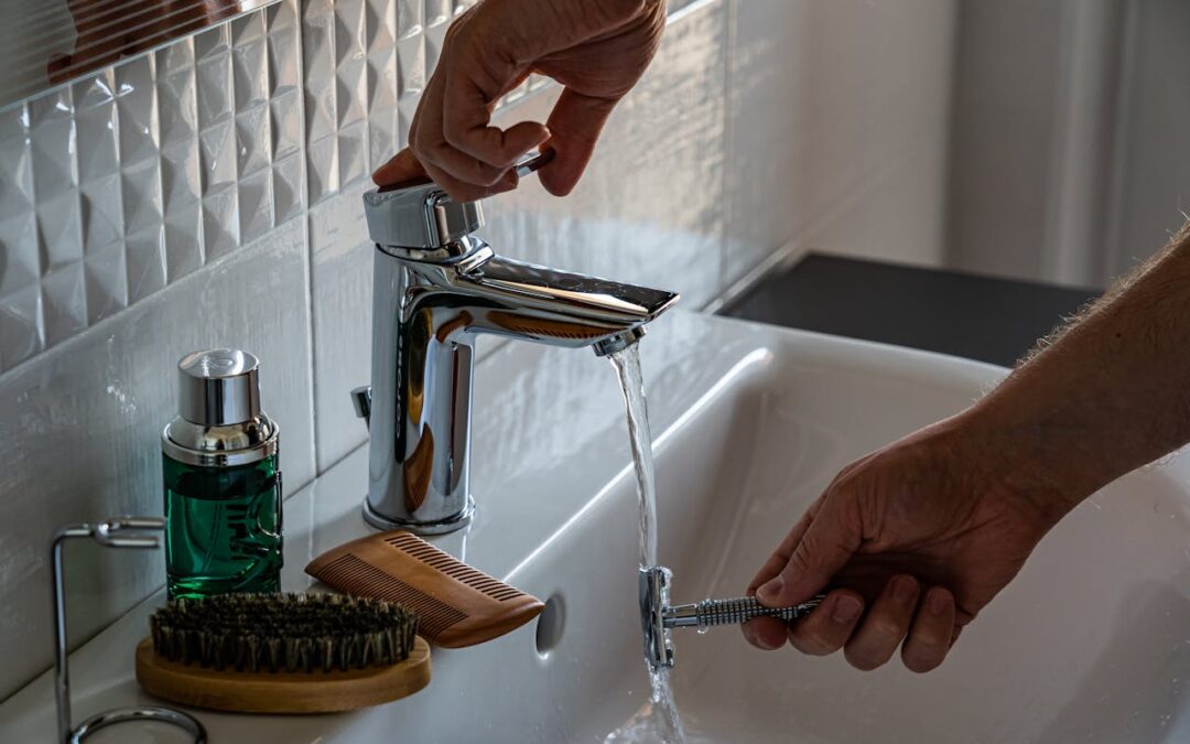 Hot water coming from the tap after a water heater maintenance the flushing all the sediment out of the heater.