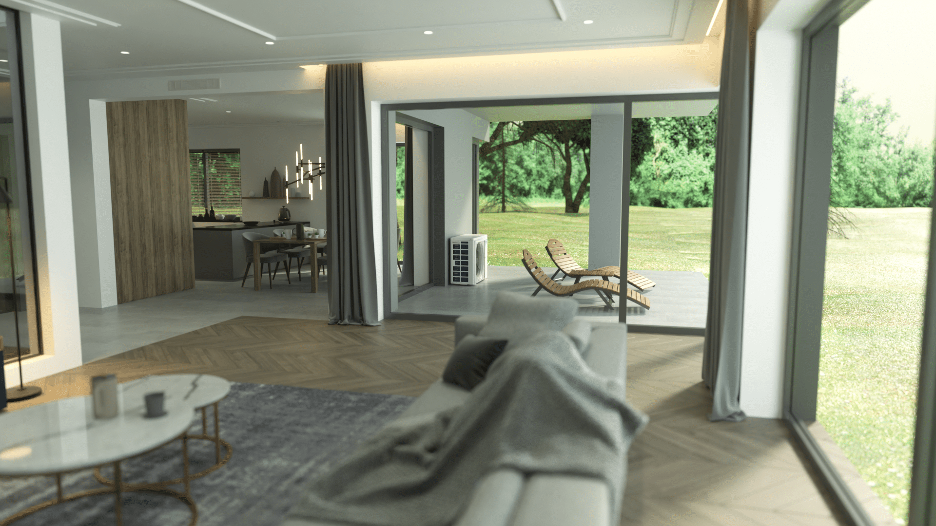 Daikin FIT Aurora from inside the home in the summer