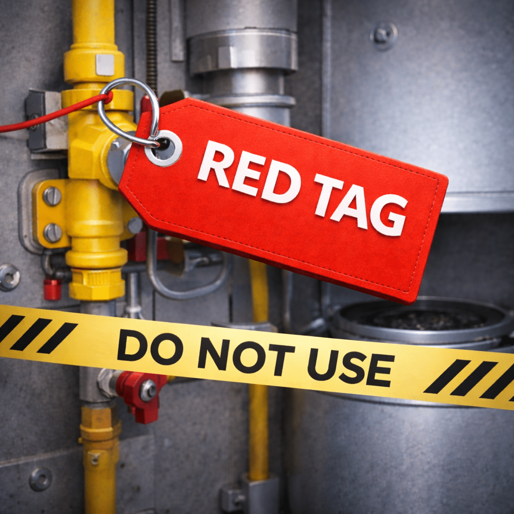 Red tag on a gas appliance