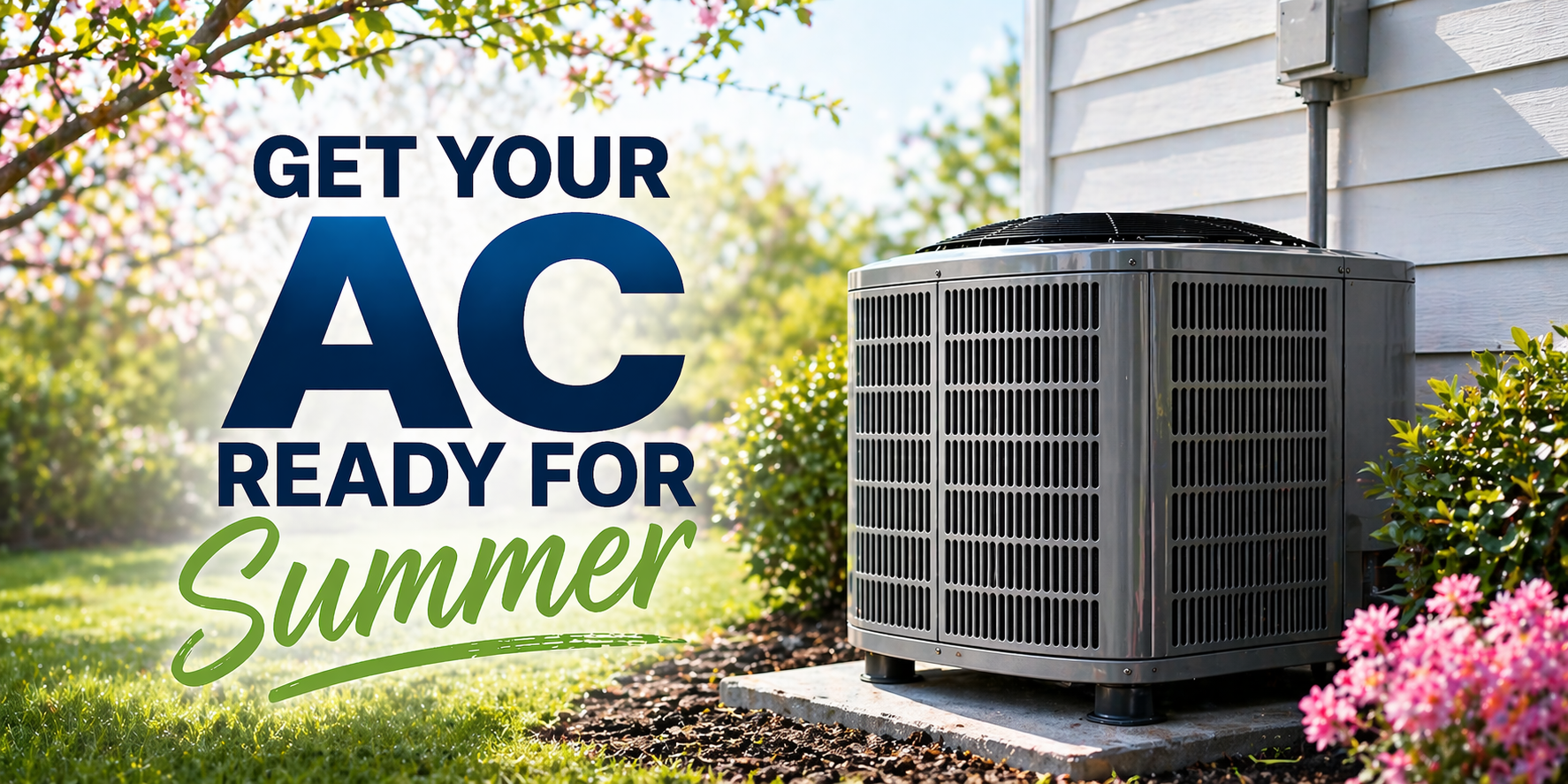 Air conditioner (ac) outside all ready for summer after completing it's spring home checklist